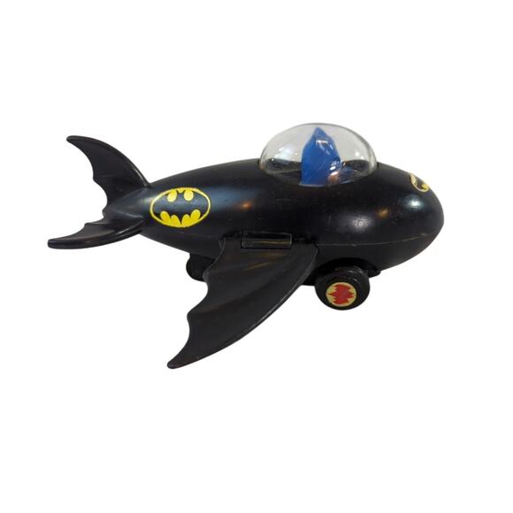 Batman 1975 Hong Kong Azrak Hamway Plastic Friction Batplane Toy DC Comics - Picture 3 of 8